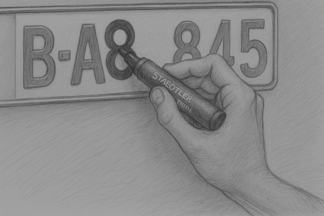 Optische Selbstkorrektur eines Kennzeichens