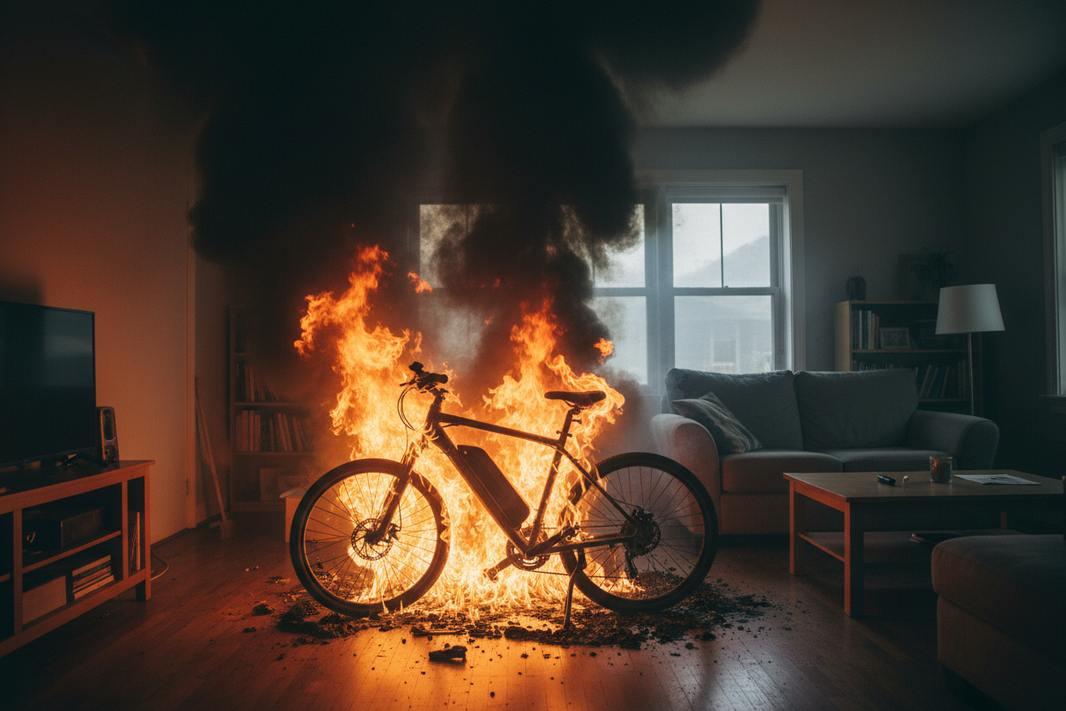 Ein leichter Sturz mit dem E-Bike löst keine Pflicht zur fachmännischen Überprüfung des Akkus aus, auch wenn es in der Folge zu einem Brandschaden in der Wohnung kommt.