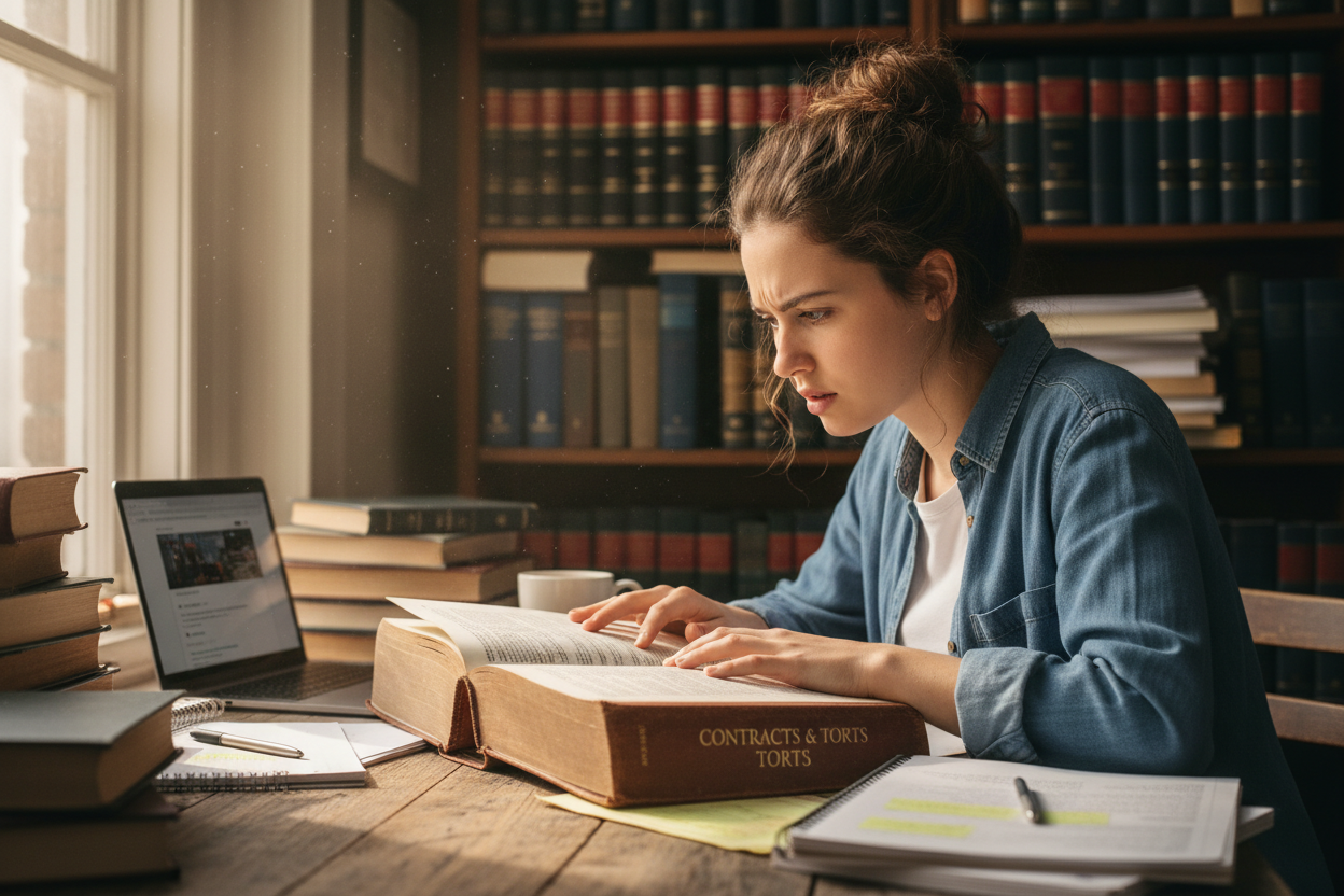Jurastudierende verwechseln Lesen mit Lernen – und merken es erst im Examen. Law School Germany