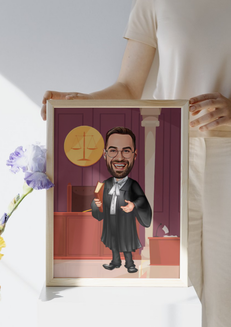Personalisierte Karikatur für Juristen – Das perfekte Geschenk für Anwälte, Richter und Jurastudenten - Law School Germany