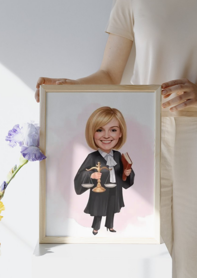 Personalisierte Karikatur für Juristen – Das perfekte Geschenk für Anwälte, Richter und Jurastudenten - Law School Germany