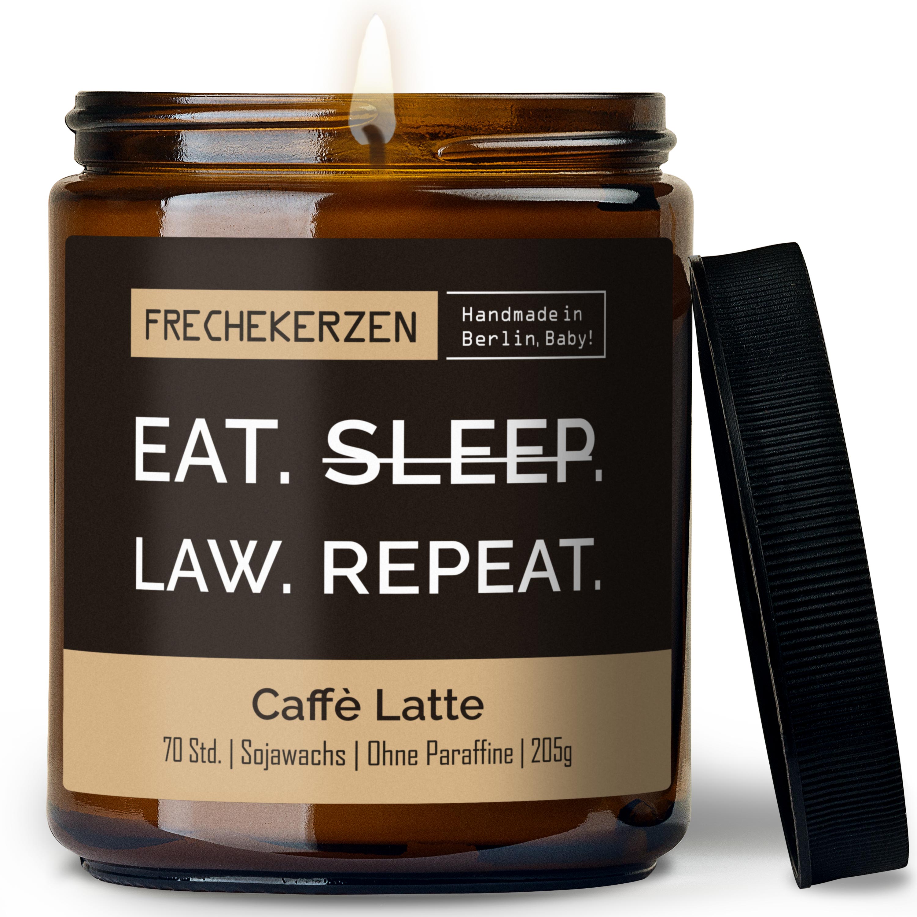 Geschenkkerze | Eat. Sleep. Law. Repeat.