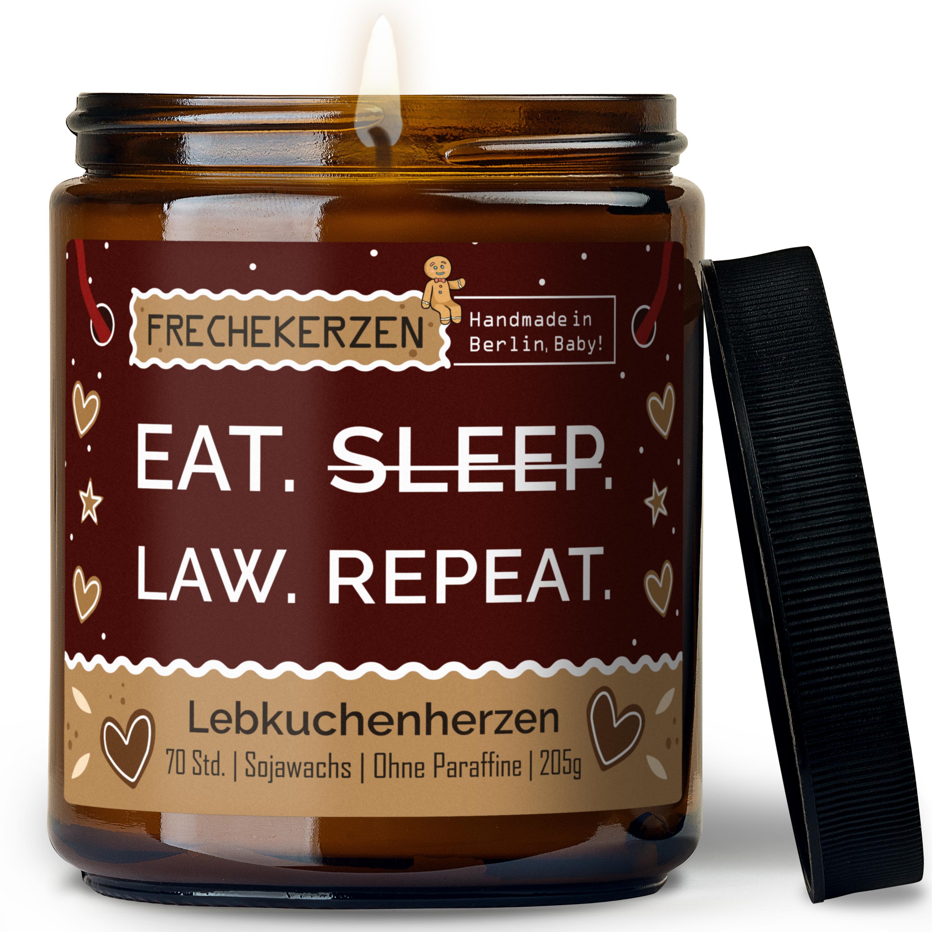 Geschenkkerze | Eat. Sleep. Law. Repeat.